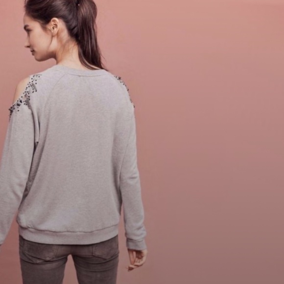 Anthropologie Deletta grey beaded sweatshirt XL - Picture 5 of 9